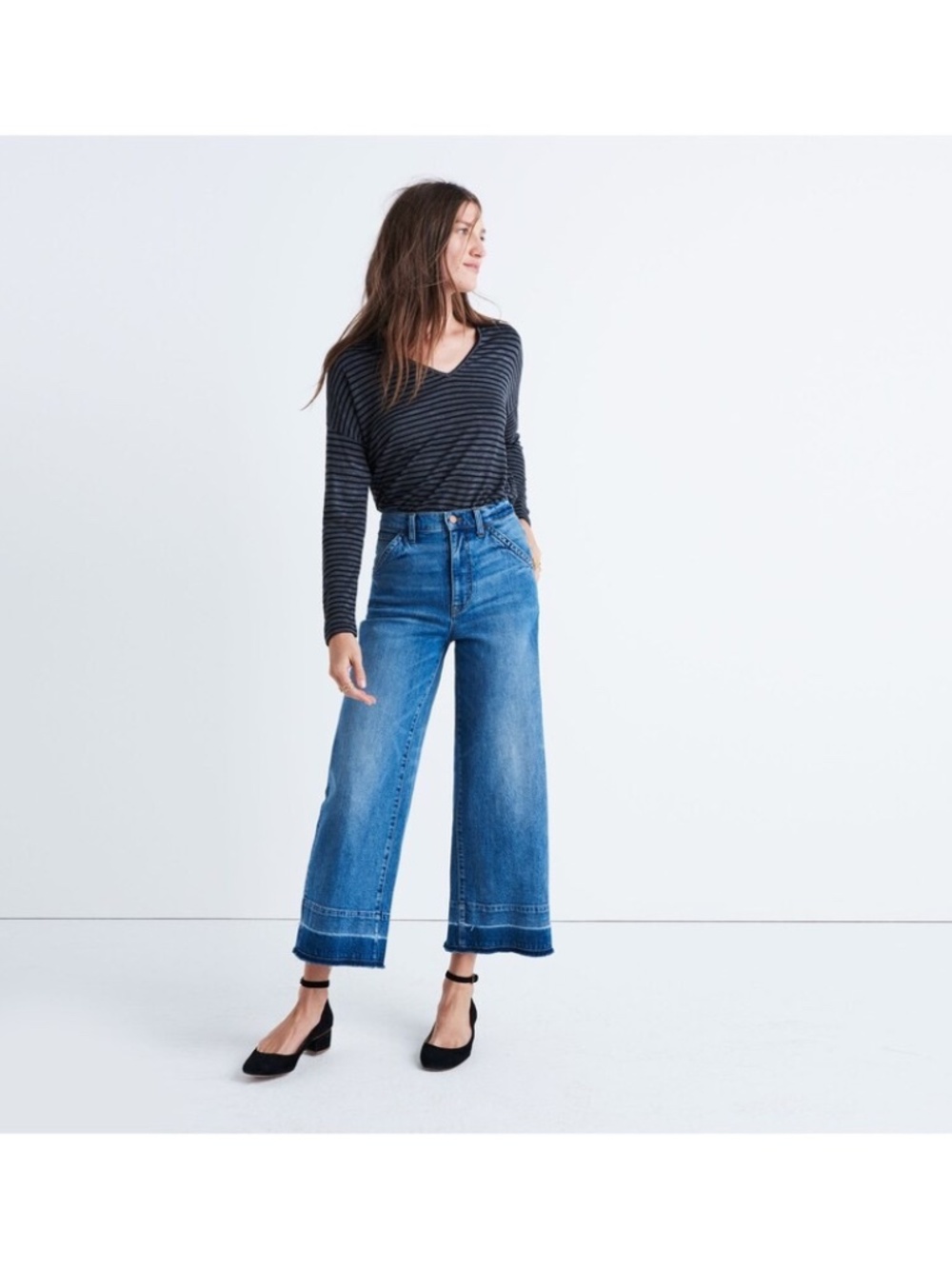 Madwell Wide-Leg Crop Jeans: Drop-Hem Edition - Size 27